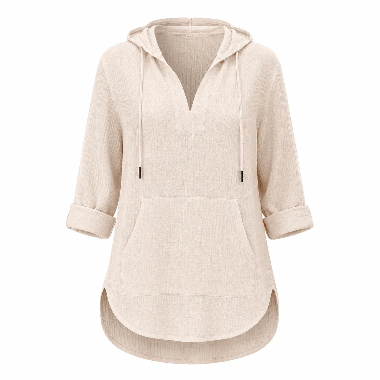 Gauze Hooded Tunic Top WHD0606267