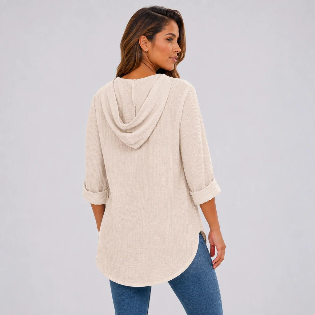 Gauze Hooded Tunic Top WHD0606267