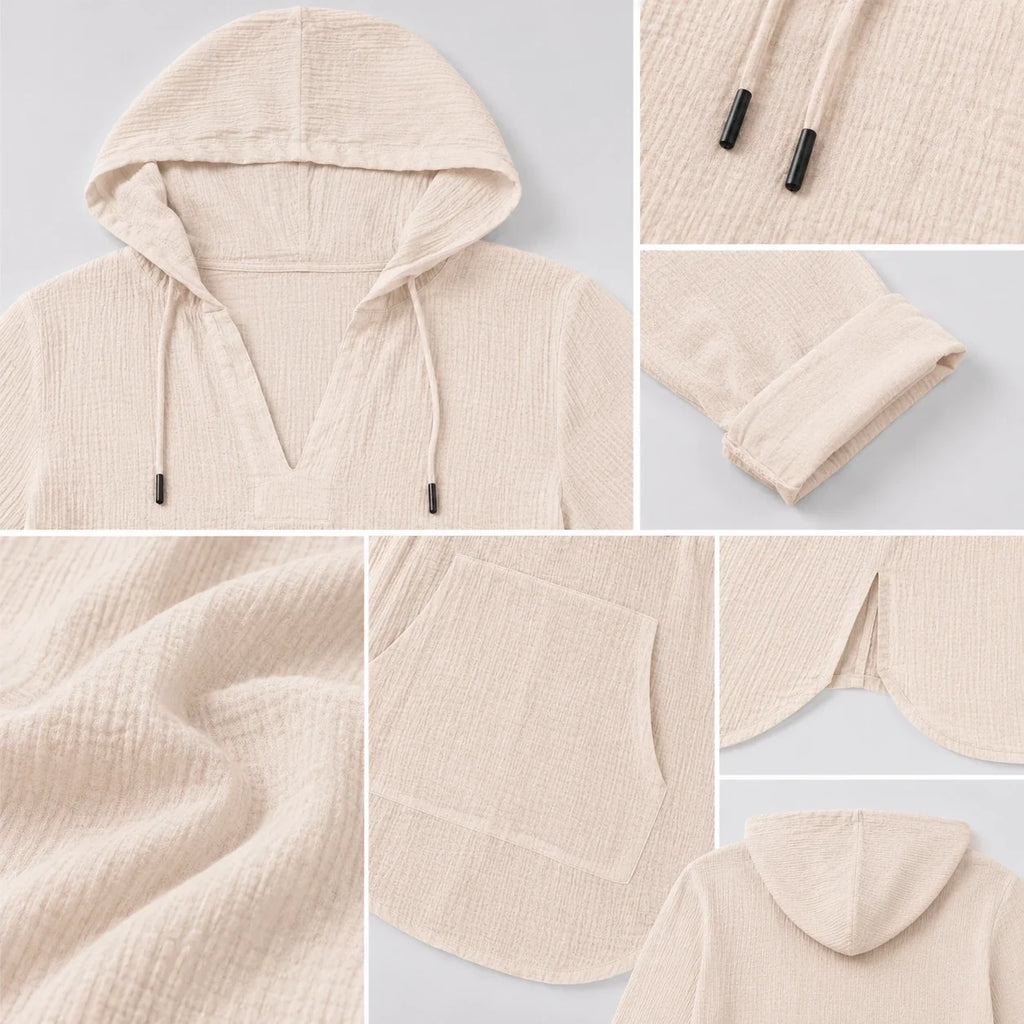 Gauze Hooded Tunic Top WHD0606267