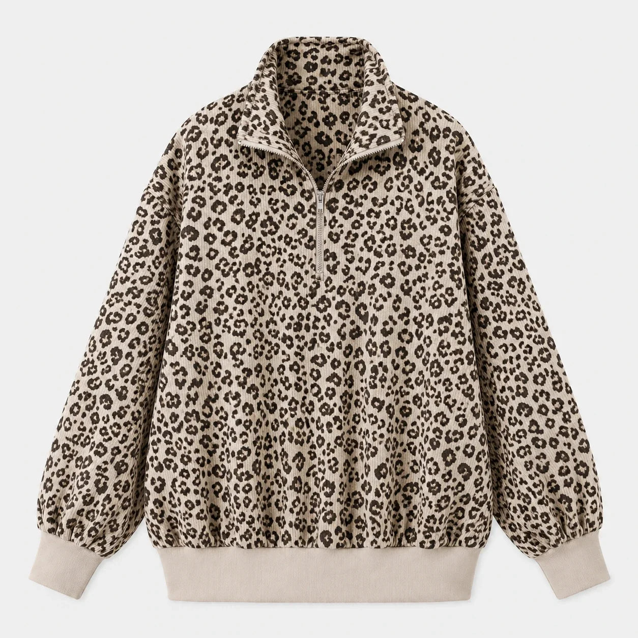 Leopard Half-Zip Pullover Top WHD0606269