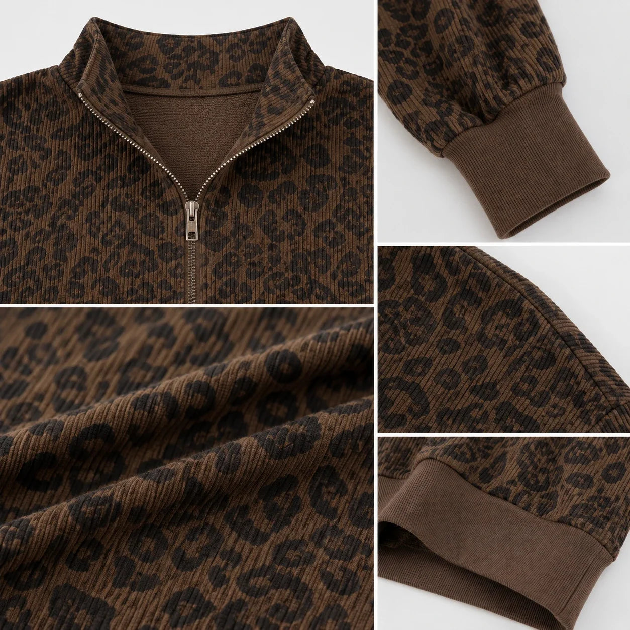 Leopard Half-Zip Pullover Top WHD0606269