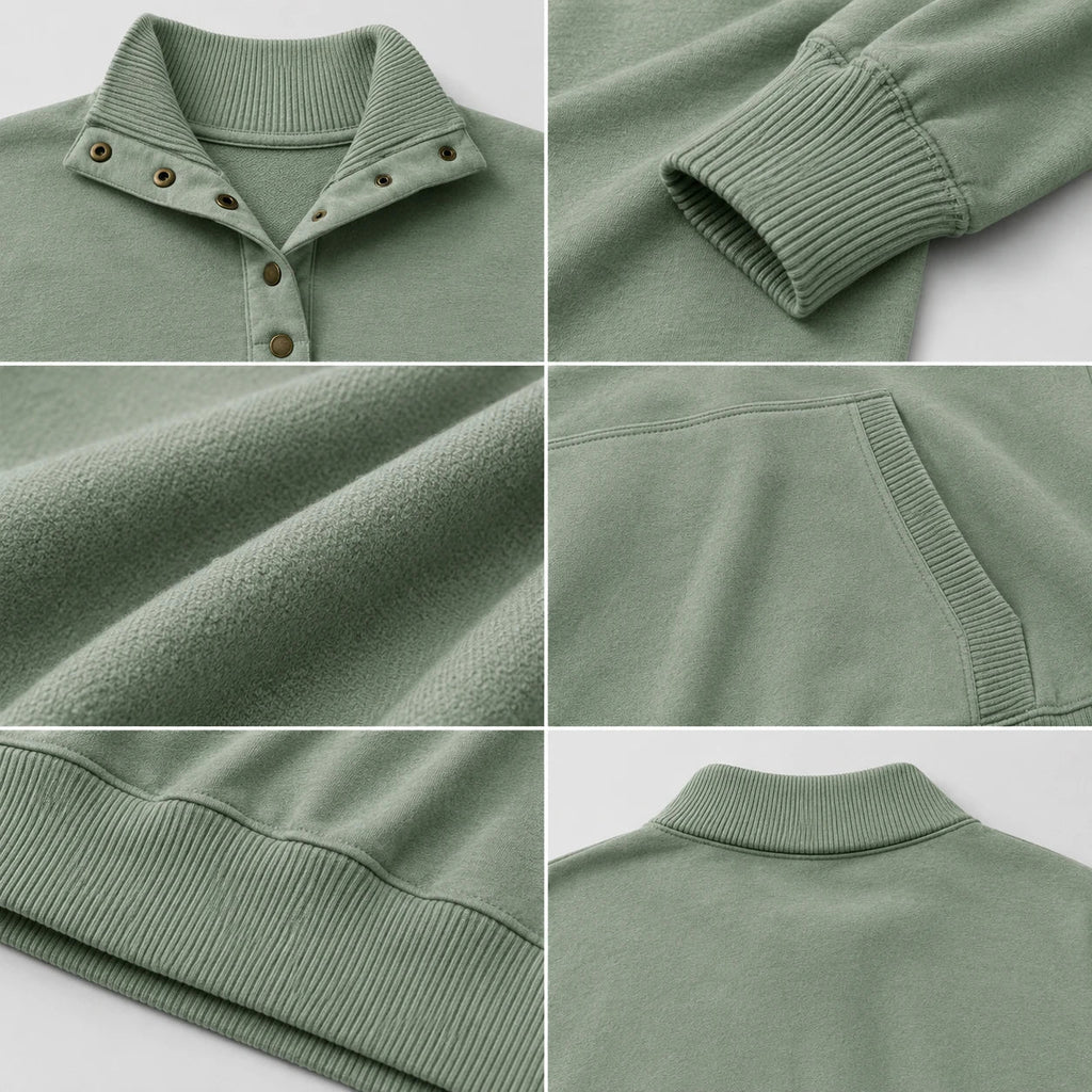 Snap-Collar Relaxed Pullover Top WHD0606270
