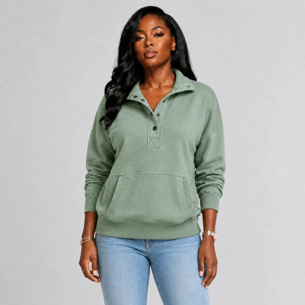 Snap-Collar Relaxed Pullover Top WHD0606270