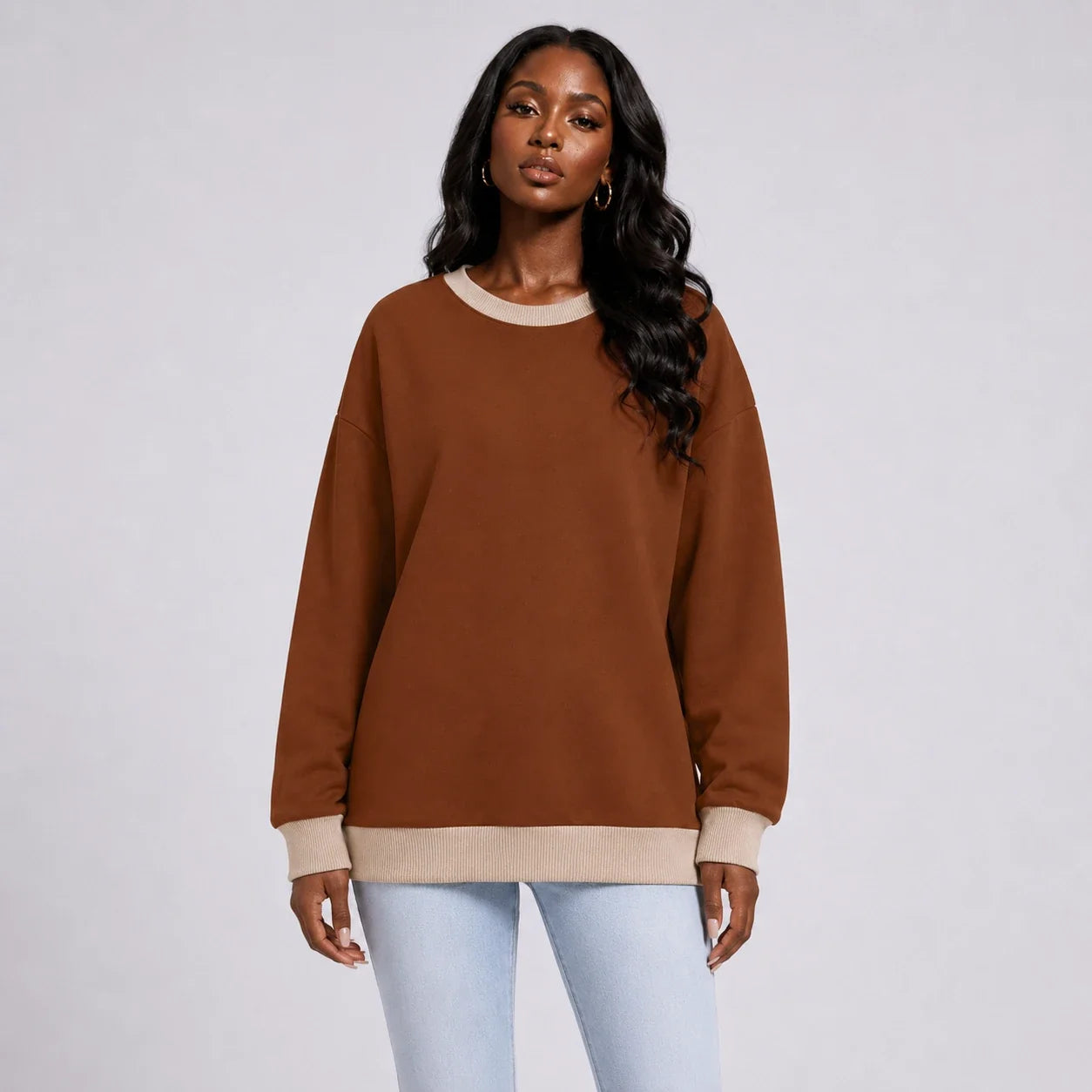 Contrast Crewneck Sweatshirt WHD0606271