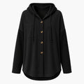 Hooded Button Knit Sleeve Top WHD0606272