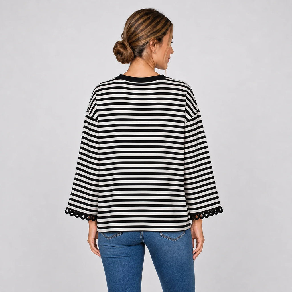 Striped Lace Cuff Top WHD0606274