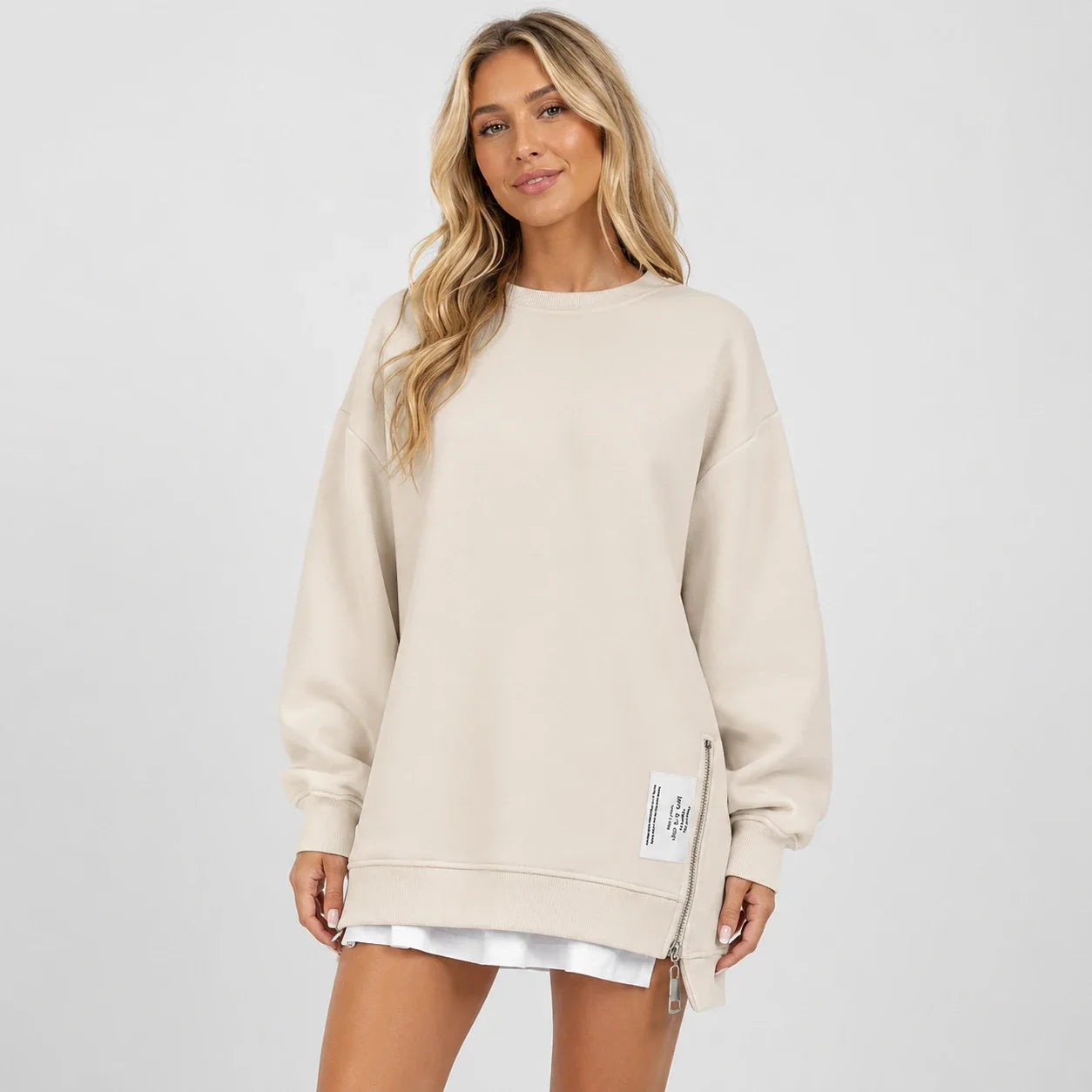 Side Zip Oversized Sweatshirt WHD0606275
