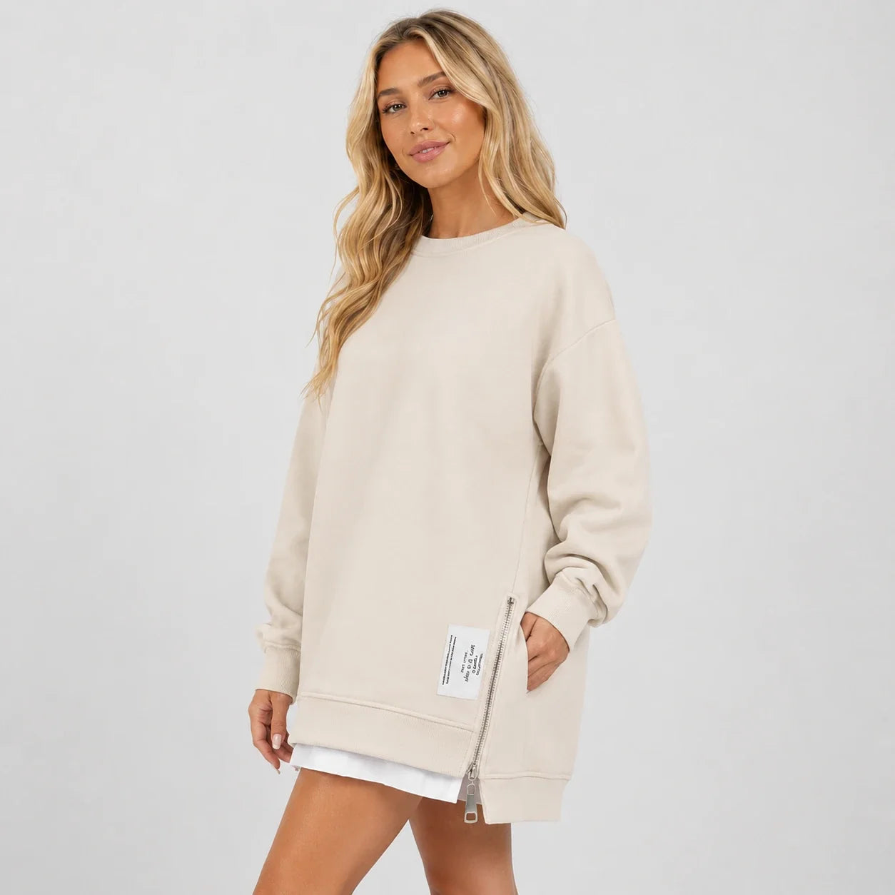 Side Zip Oversized Sweatshirt WHD0606275
