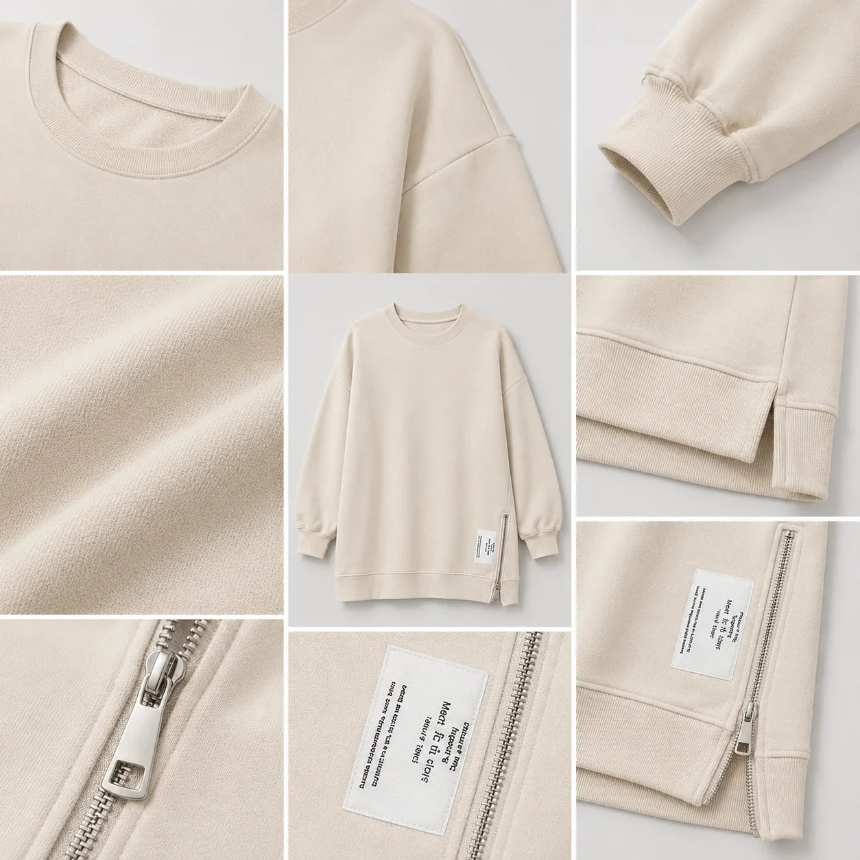 Side Zip Oversized Sweatshirt WHD0606275
