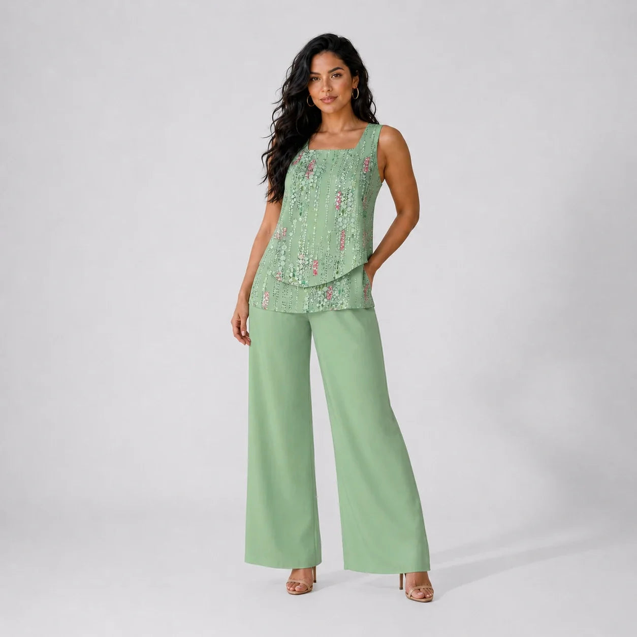 Printed Wide Leg Set WHD0606278