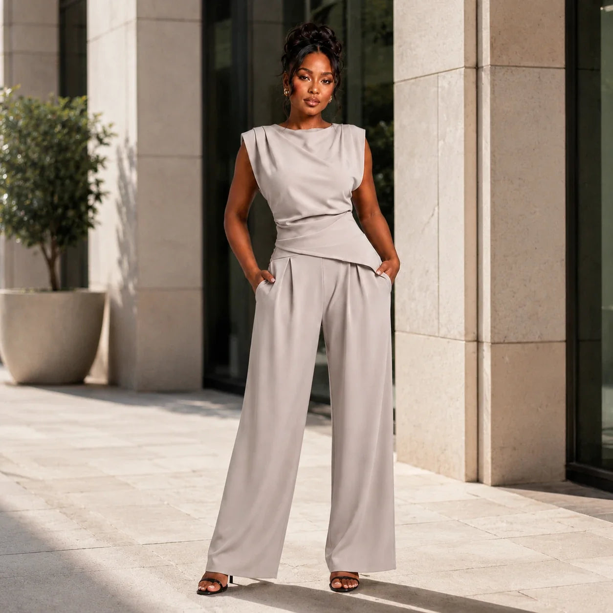 Draped Wide Leg Set WHD0606279