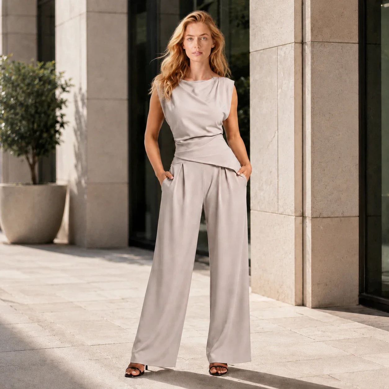 Draped Wide Leg Set WHD0606279