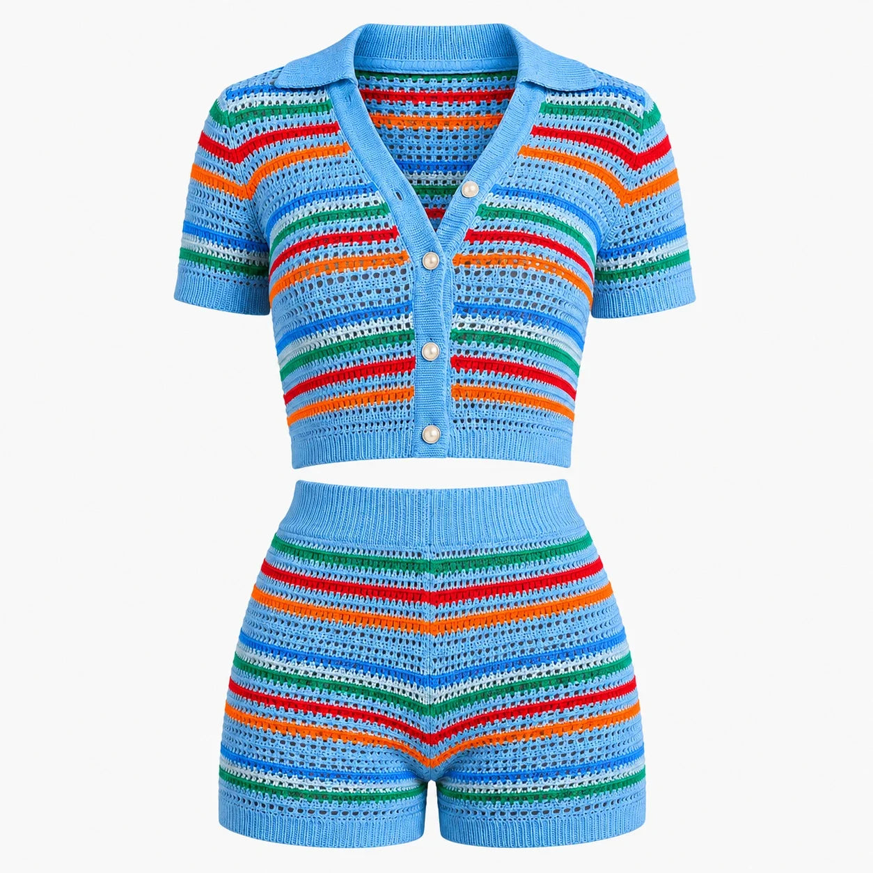 Striped Crochet Shorts Set WHD0606280