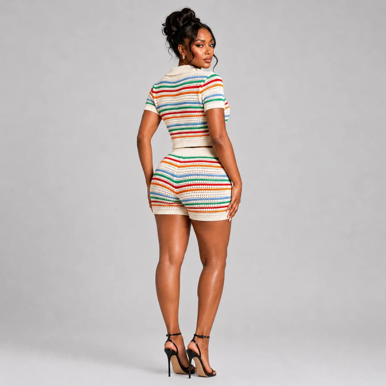 Striped Crochet Shorts Set WHD0606280