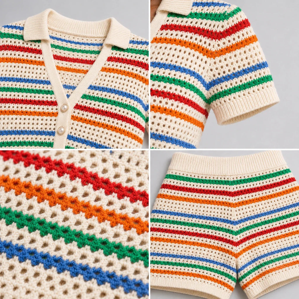Striped Crochet Shorts Set WHD0606280