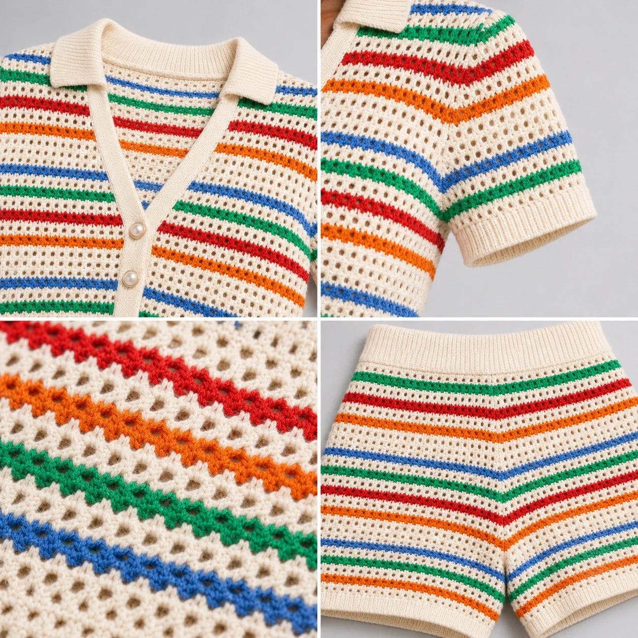 Striped Crochet Shorts Set WHD0606280
