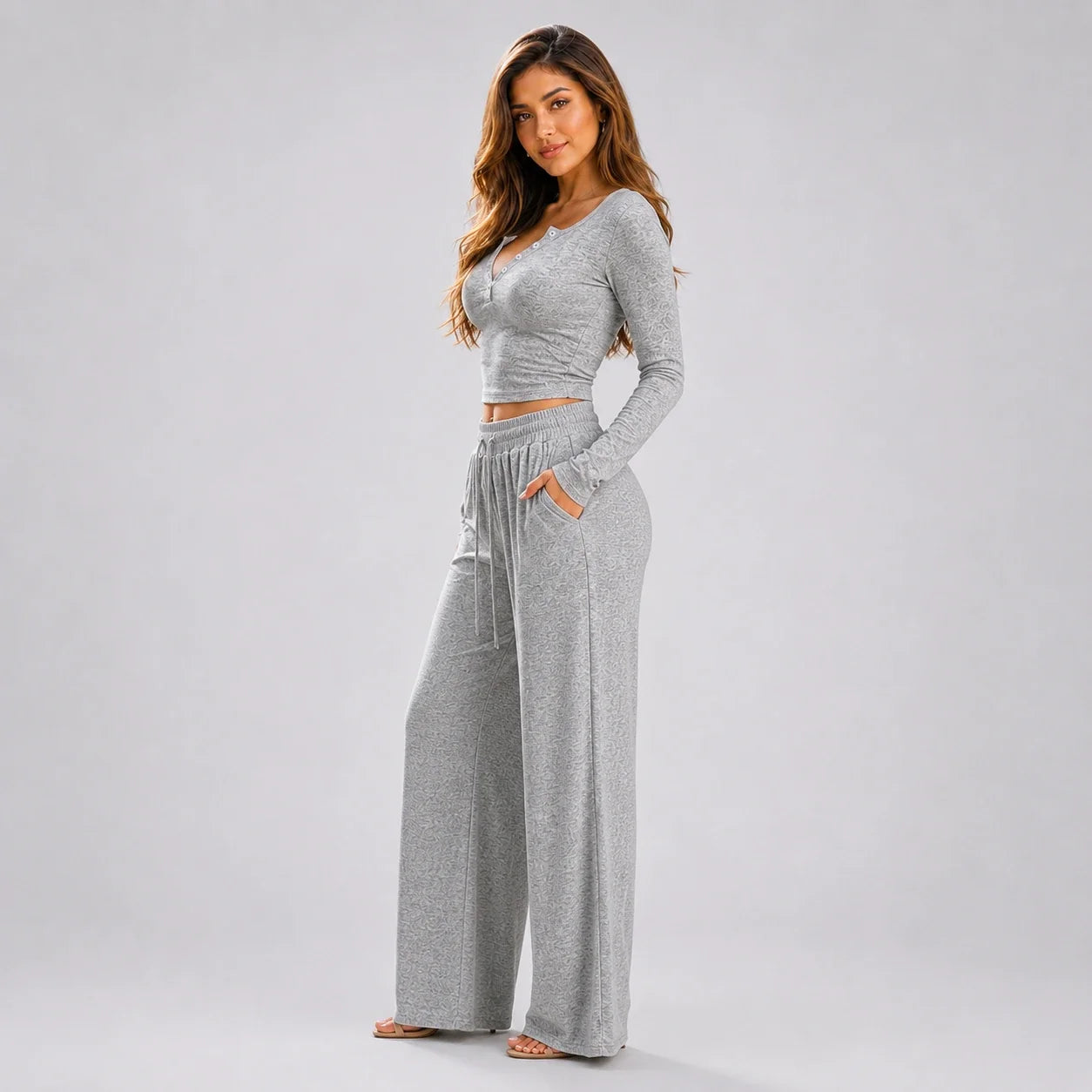 Grey Henley Lounge Set WHD0606281