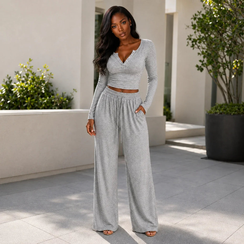 Grey Henley Lounge Set WHD0606281