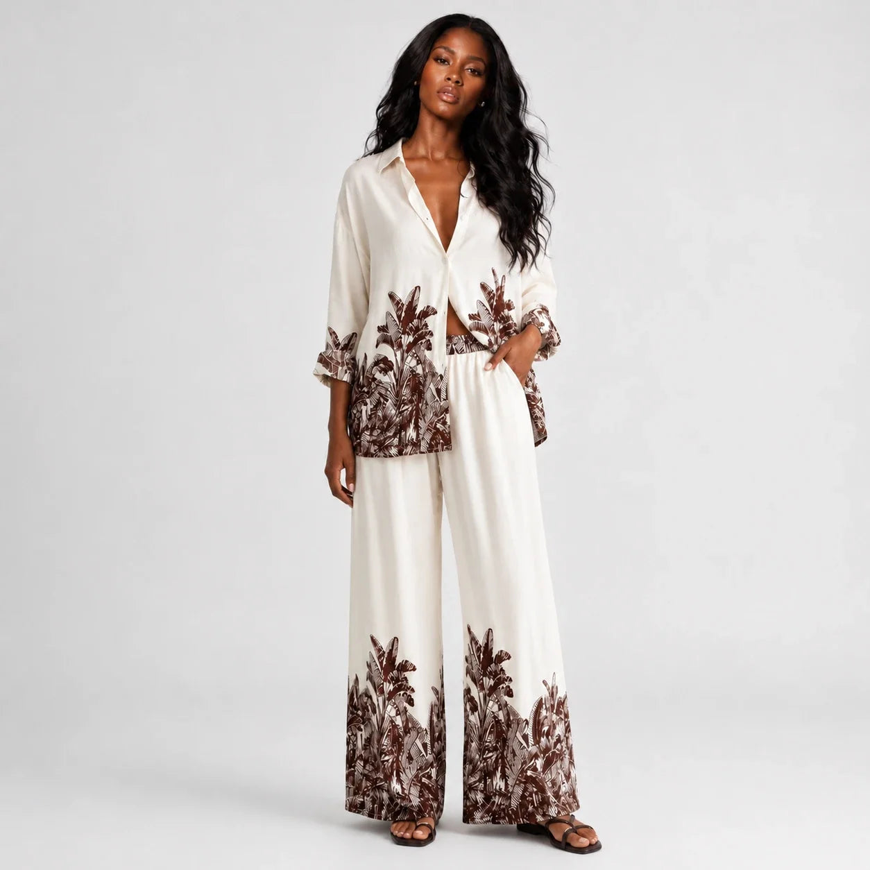 Tropical Print Pants Set WHD0606282