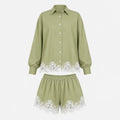 Lace Hem Shirt Short Set WHD0606286