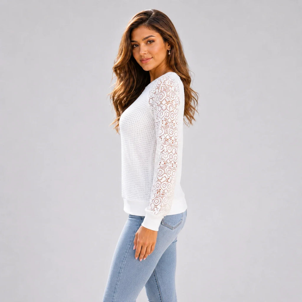 Lace Sleeve Knit Top WHD0606287