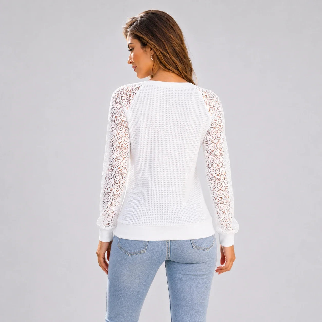 Lace Sleeve Knit Top WHD0606287
