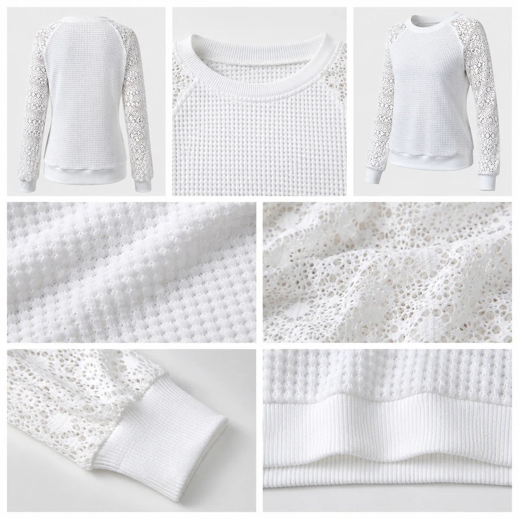 Lace Sleeve Knit Top WHD0606287