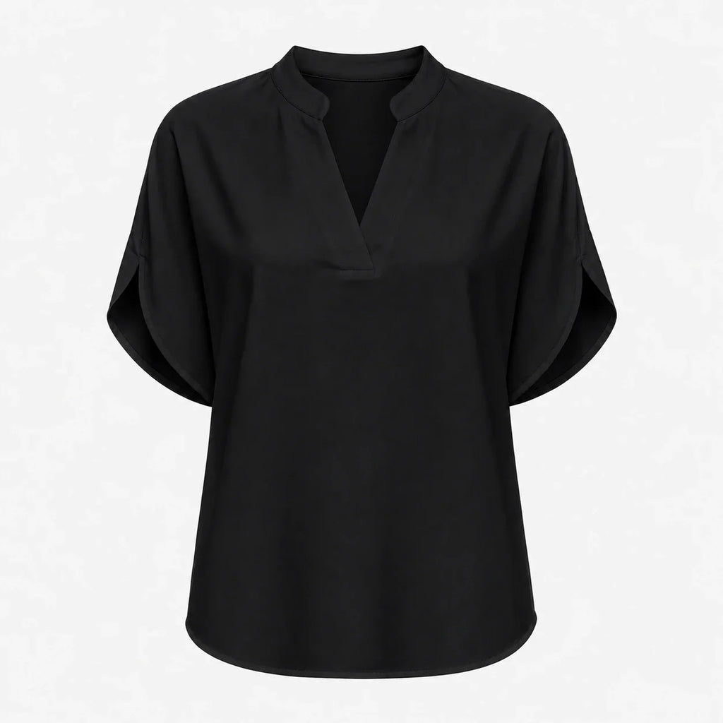 Split Neck White Blouse WHD0606290