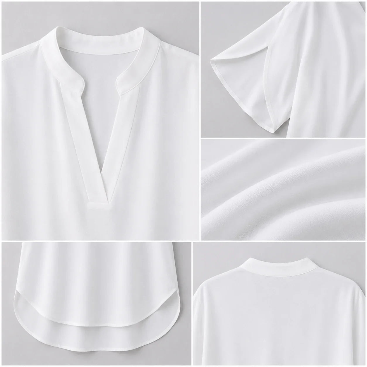 Split Neck White Blouse WHD0606290