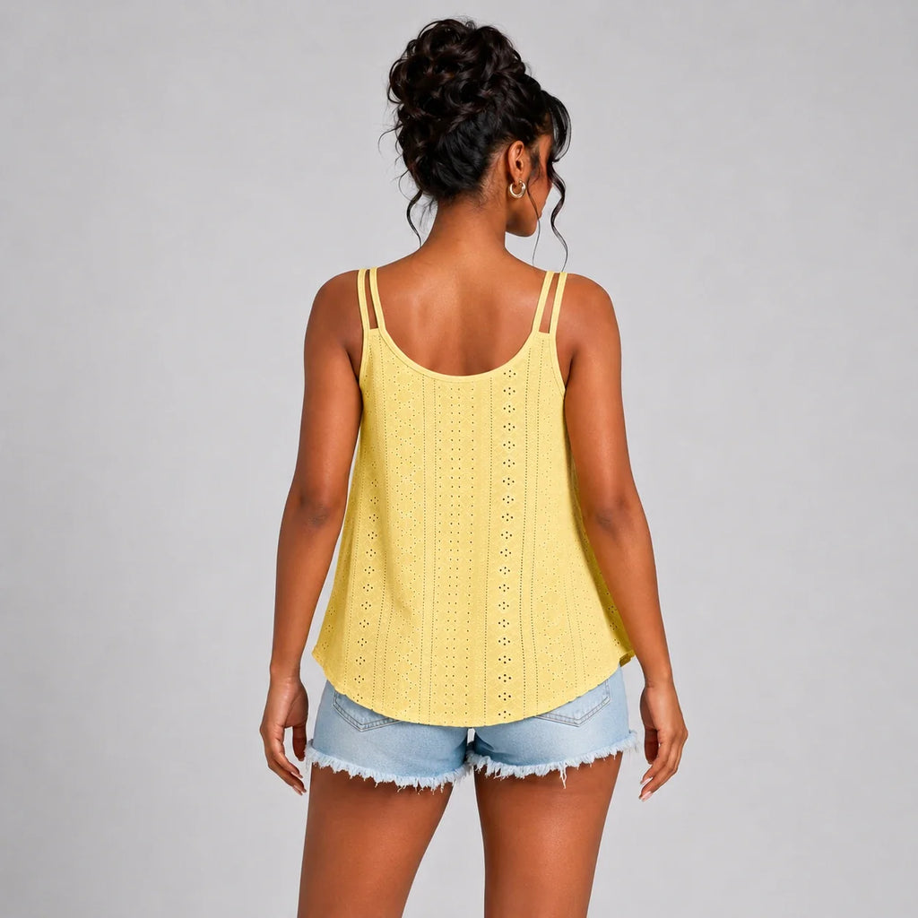 Openwork Yellow Cami Top WHD0606292