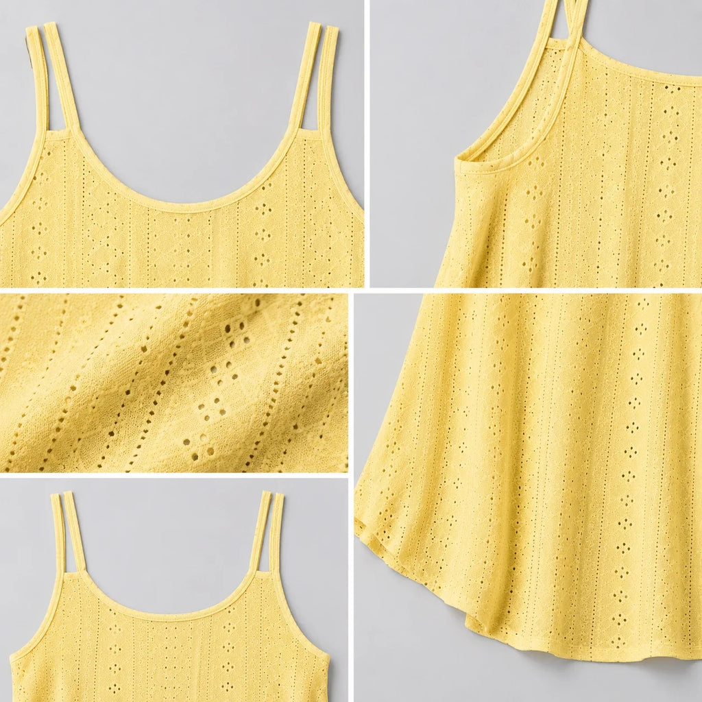 Openwork Yellow Cami Top WHD0606292