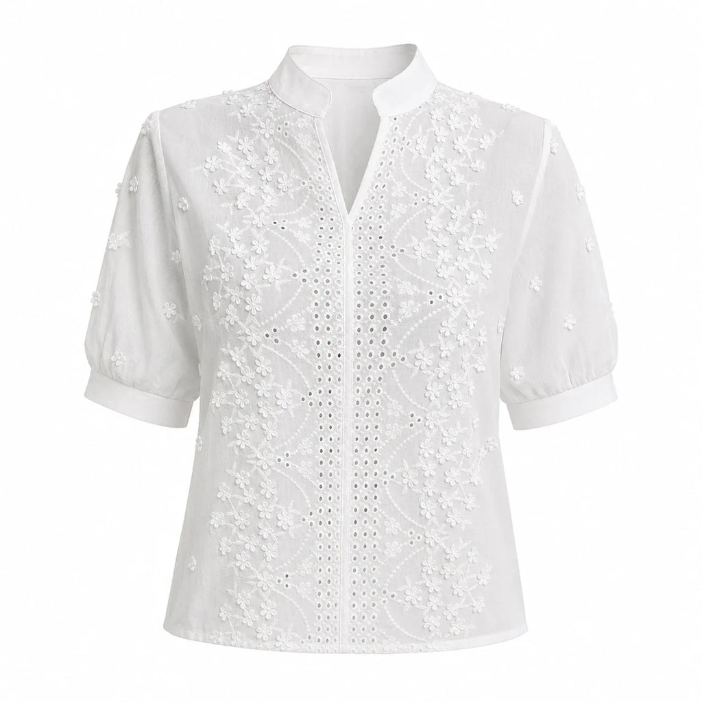 Eyelet Embroidered Shirt Top WHD0606293