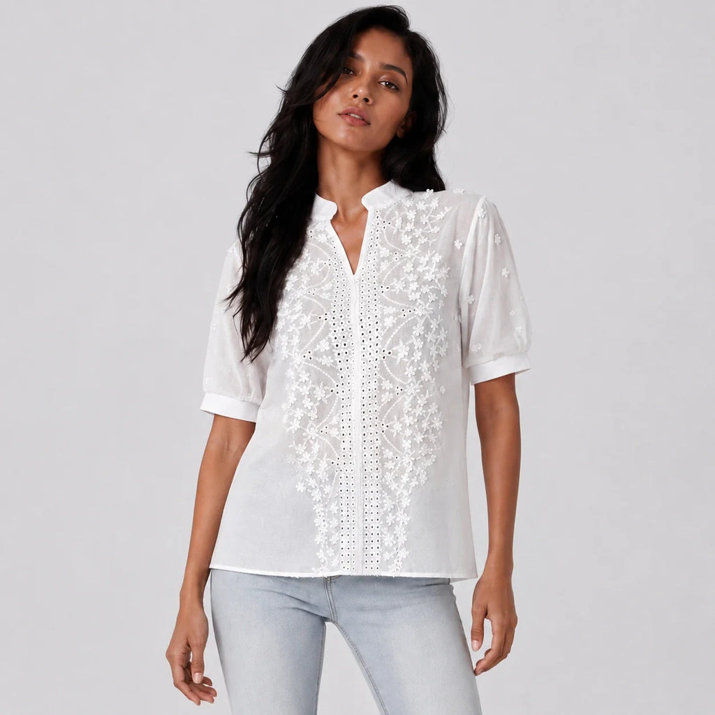 Eyelet Embroidered Shirt Top WHD0606293