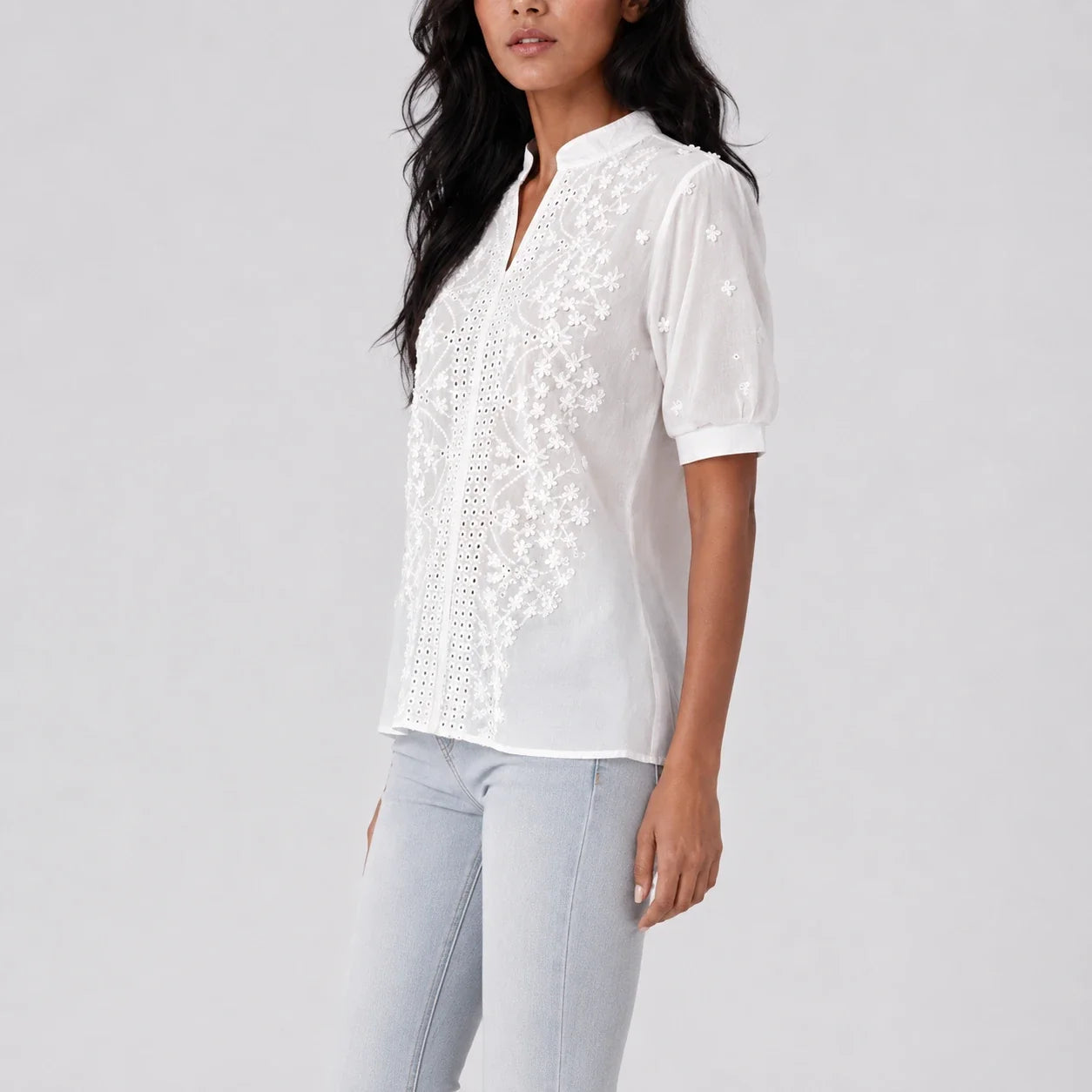 Eyelet Embroidered Shirt Top WHD0606293