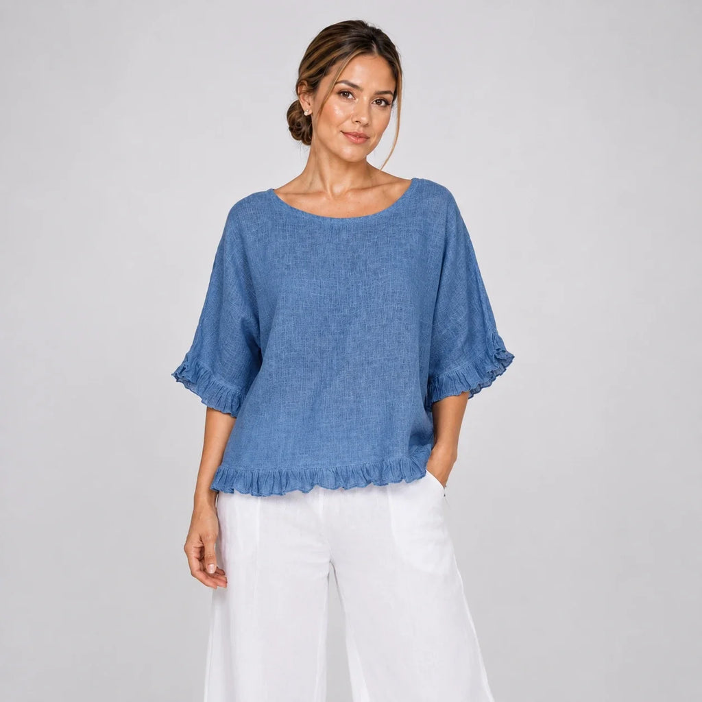 Ruffle Hem Relaxed Top WHD0606294