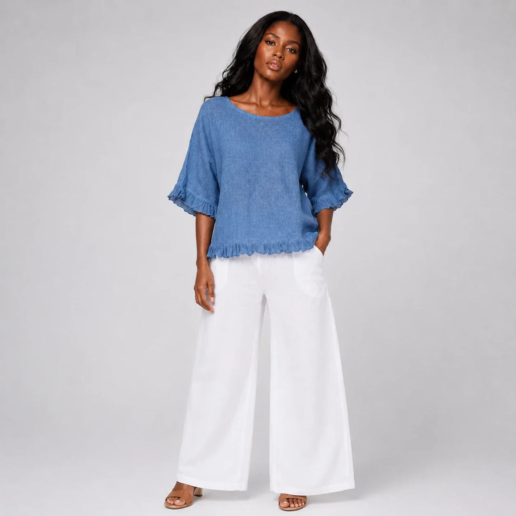 Ruffle Hem Relaxed Top WHD0606294