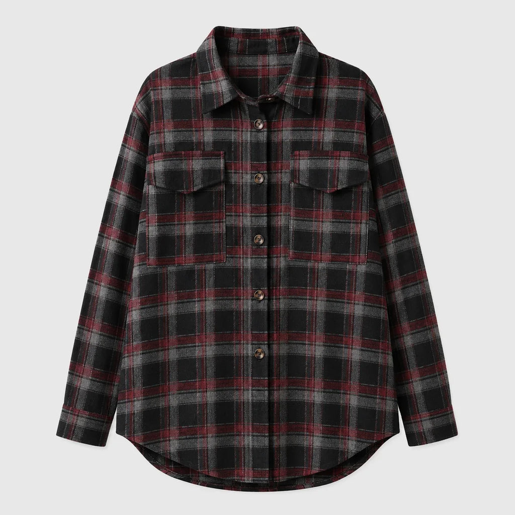 Plaid Button Front Shirt Jacket WHD0606295