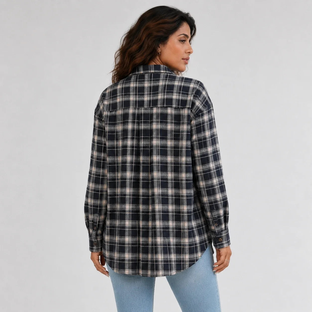 Plaid Button Front Shirt Jacket WHD0606295