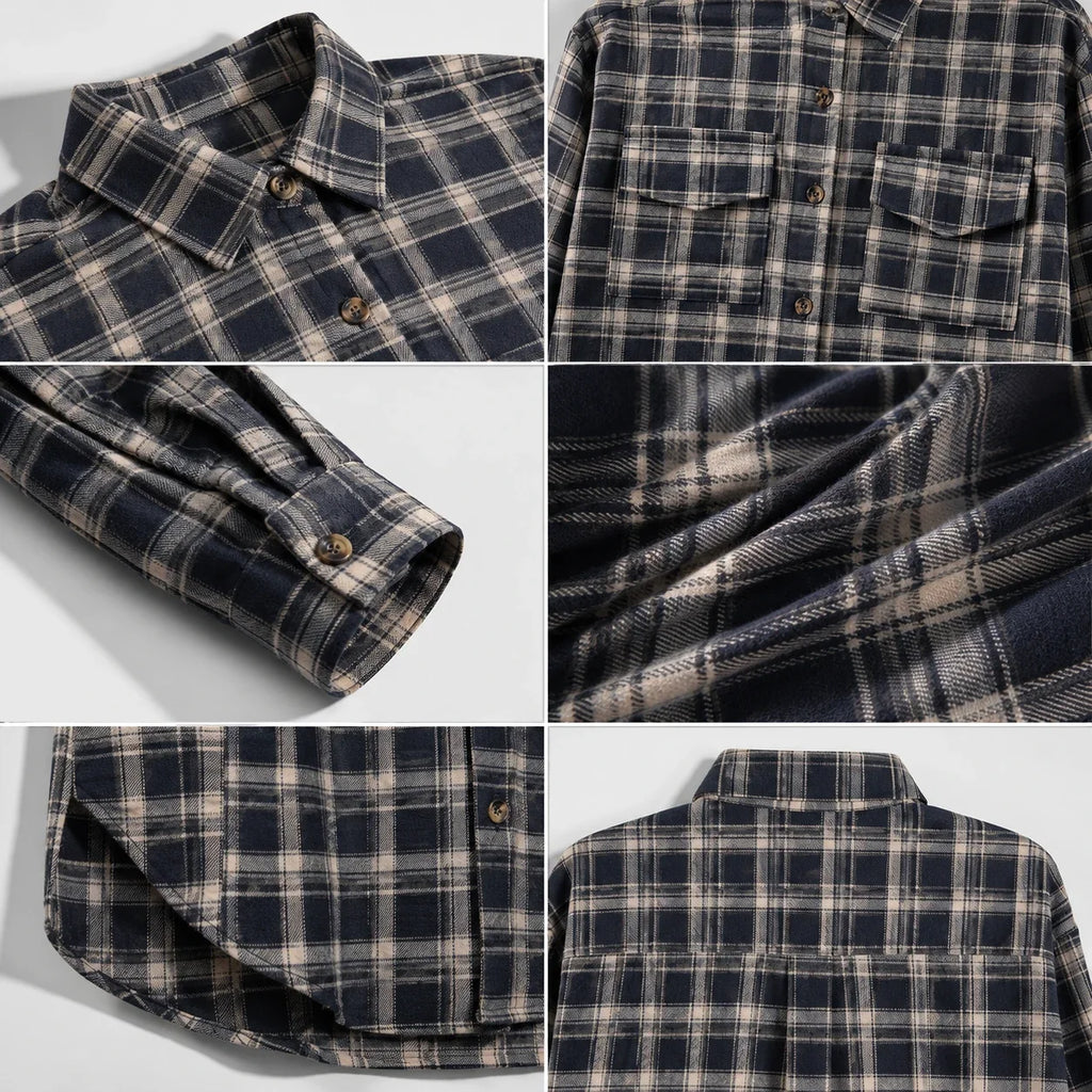 Plaid Button Front Shirt Jacket WHD0606295
