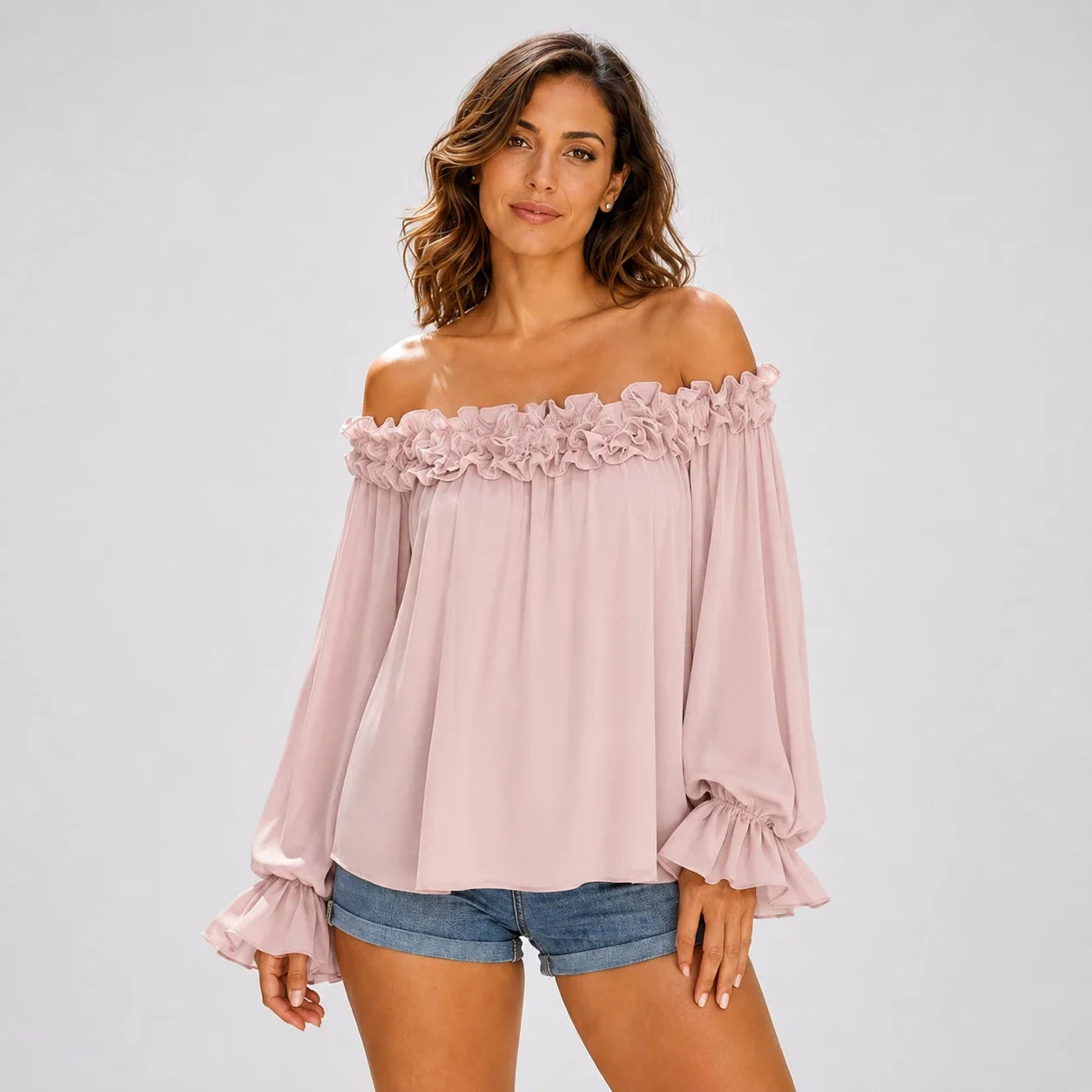 Off-Shoulder Ruffle Top WHD0606296