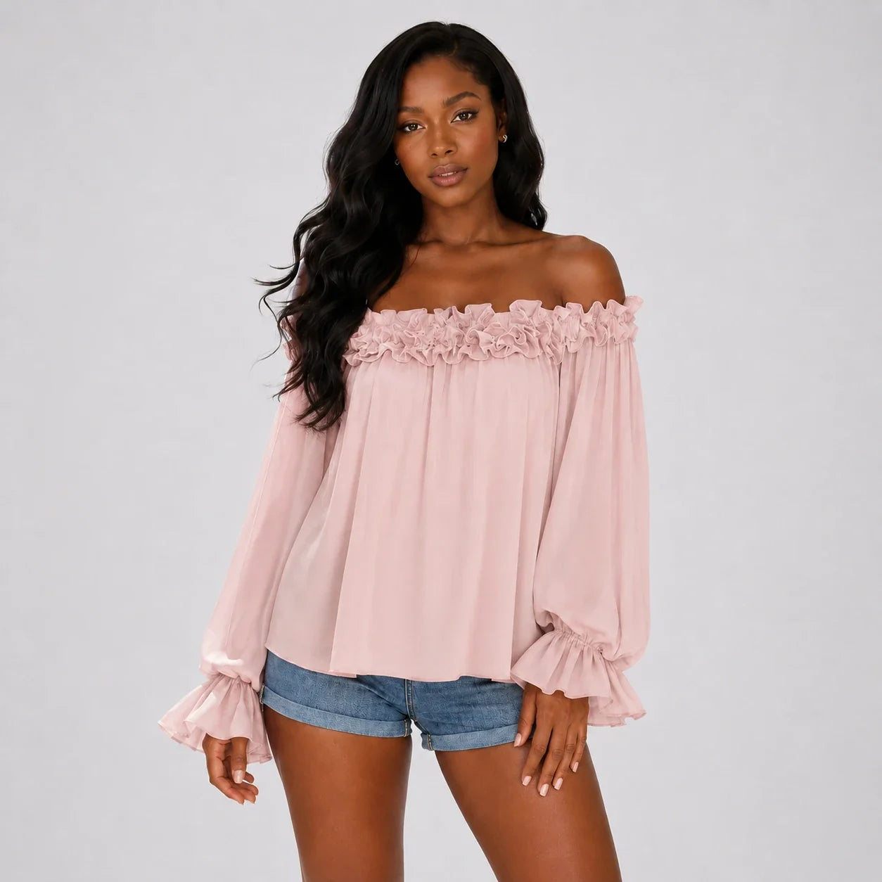 Off-Shoulder Ruffle Top WHD0606296