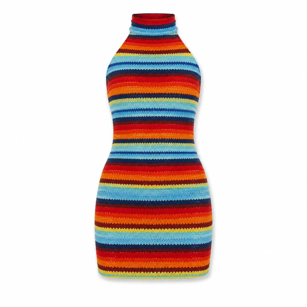 Striped Halter Mini Dress WHD0606299