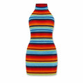 Striped Halter Mini Dress WHD0606299