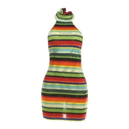 Striped Halter Mini Dress WHD0606299