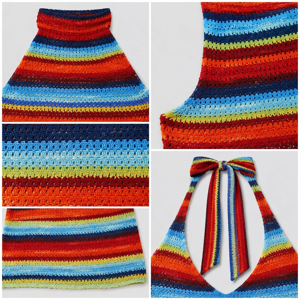 Striped Halter Mini Dress WHD0606299