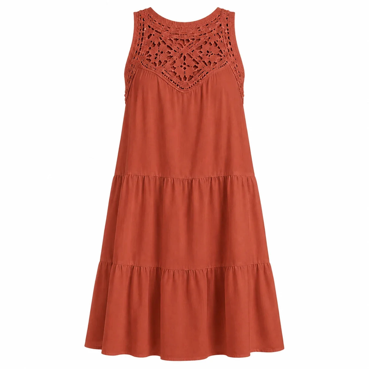 Crochet Yoke Tiered Dress WHD0606300