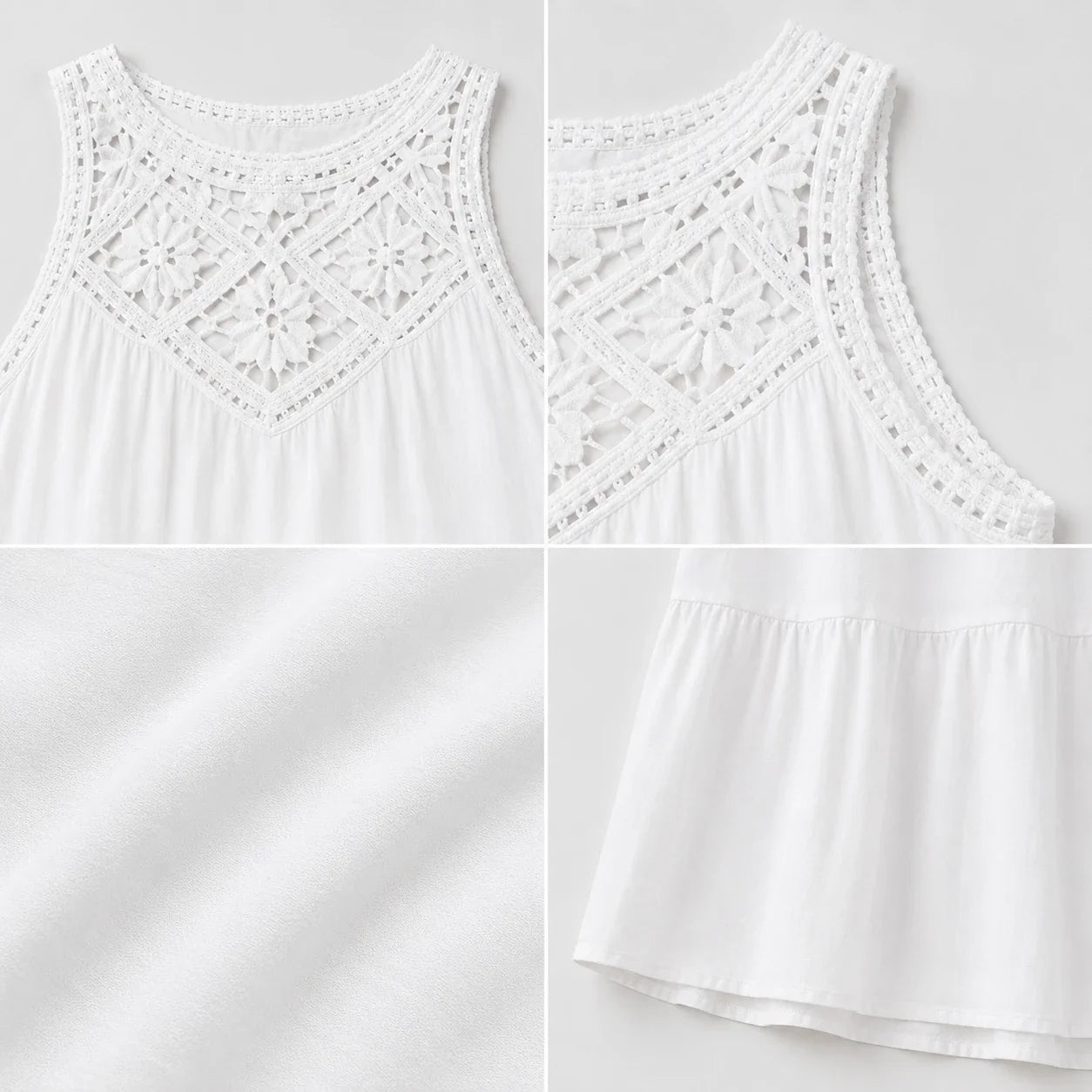 Crochet Yoke Tiered Dress WHD0606300