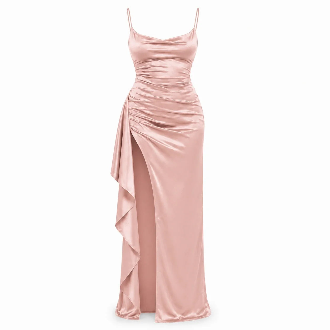 Ruched Slit Maxi Dress WHD0606301