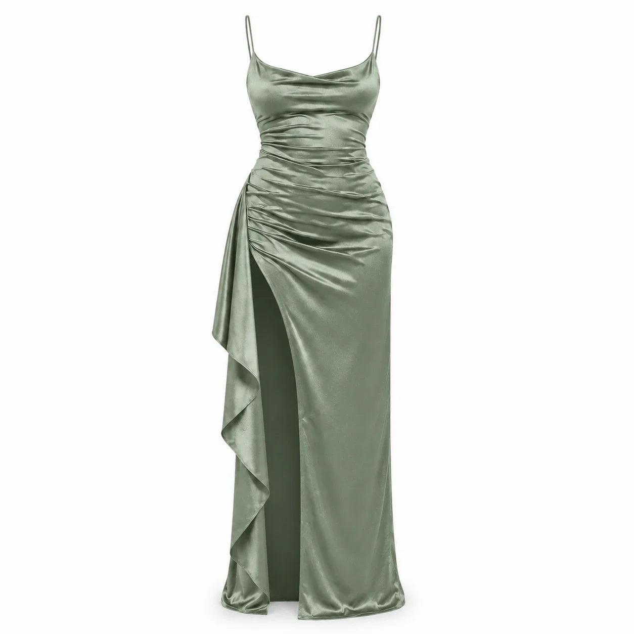 Ruched Slit Maxi Dress WHD0606301