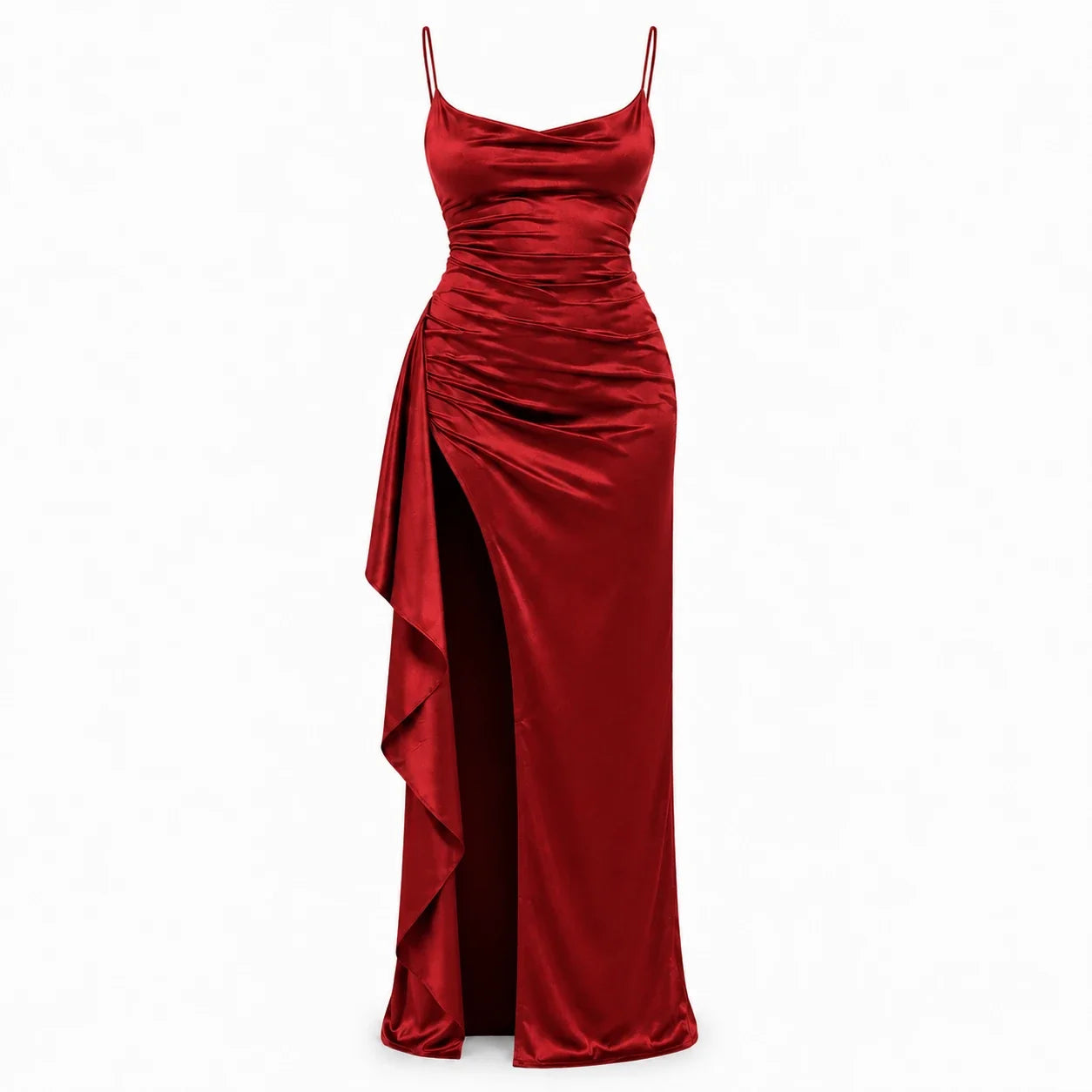 Ruched Slit Maxi Dress WHD0606301